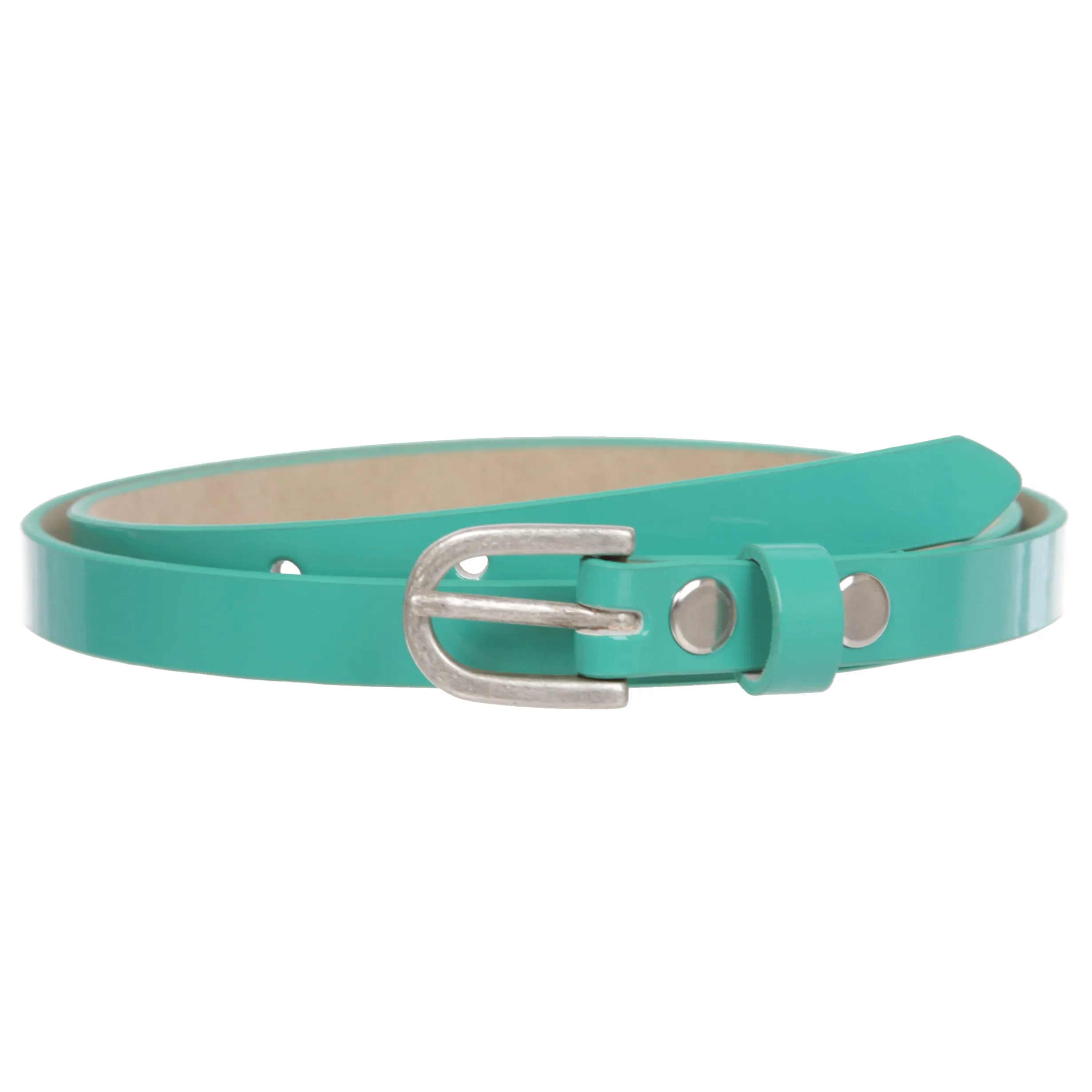 1/2" (14 mm) Women's Snap On Skinny Patent Leatherette Belt