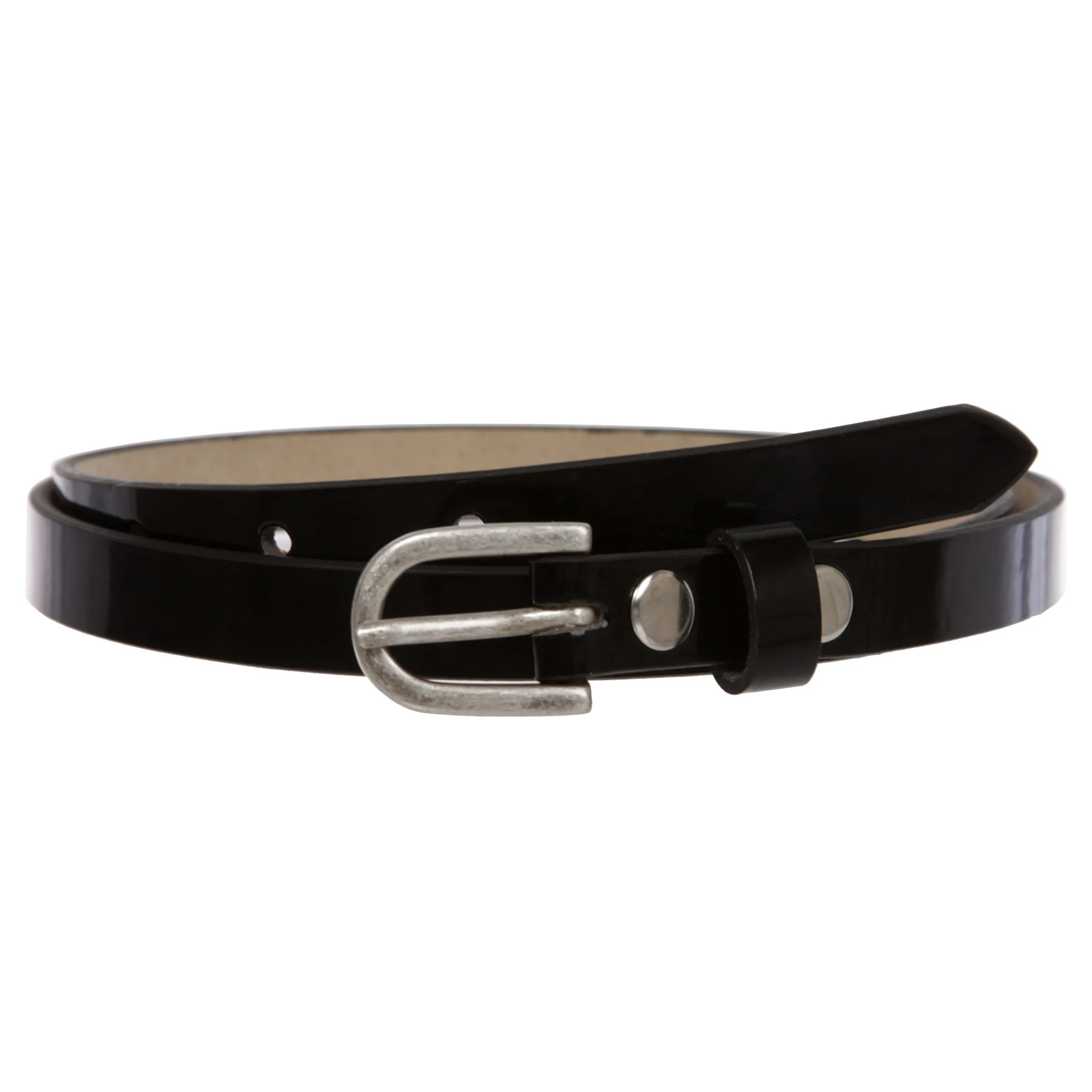 1/2" (14 mm) Women's Snap On Skinny Patent Leatherette Belt