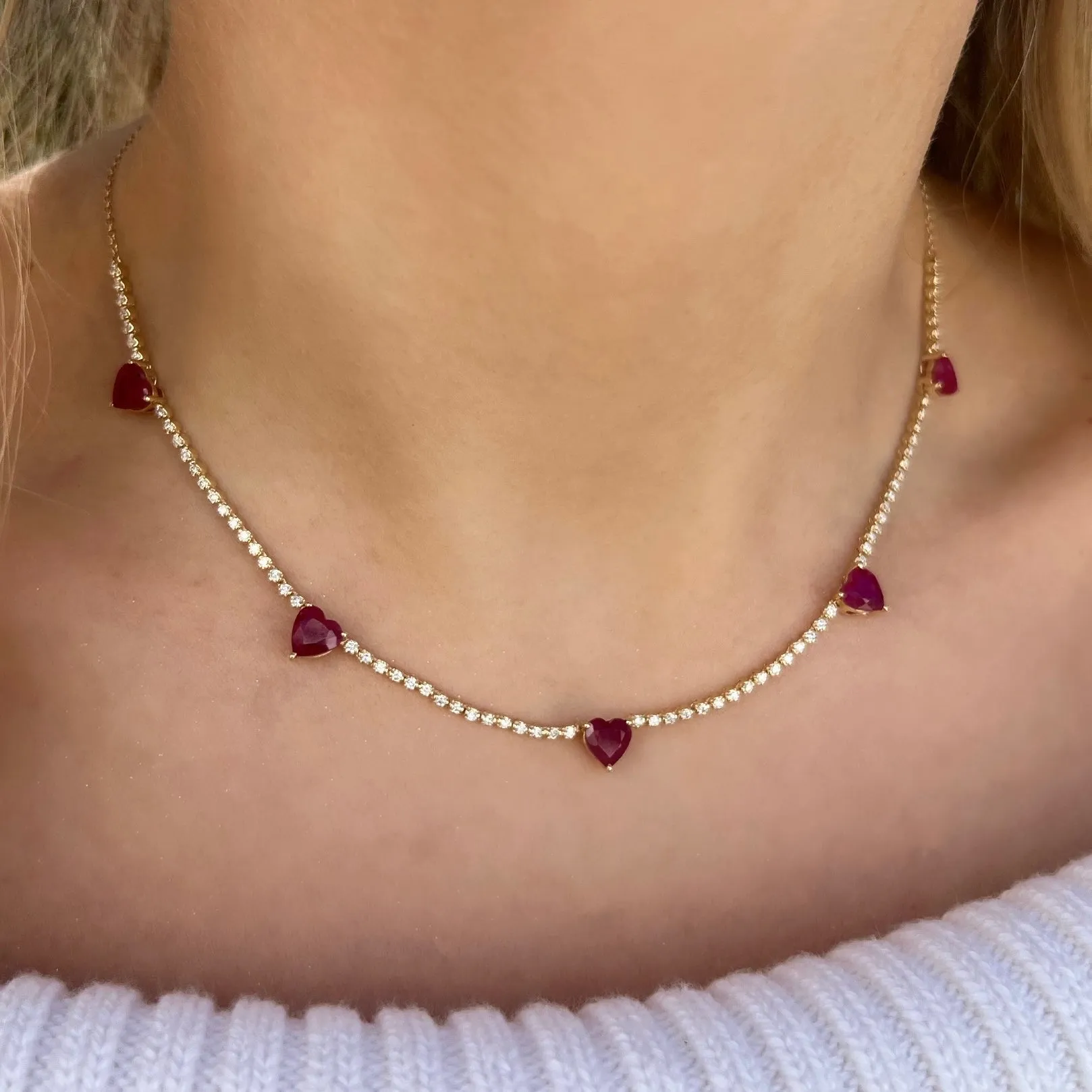 14K GOLD DIAMOND RUBY JULIETTE HEART NECKLACE
