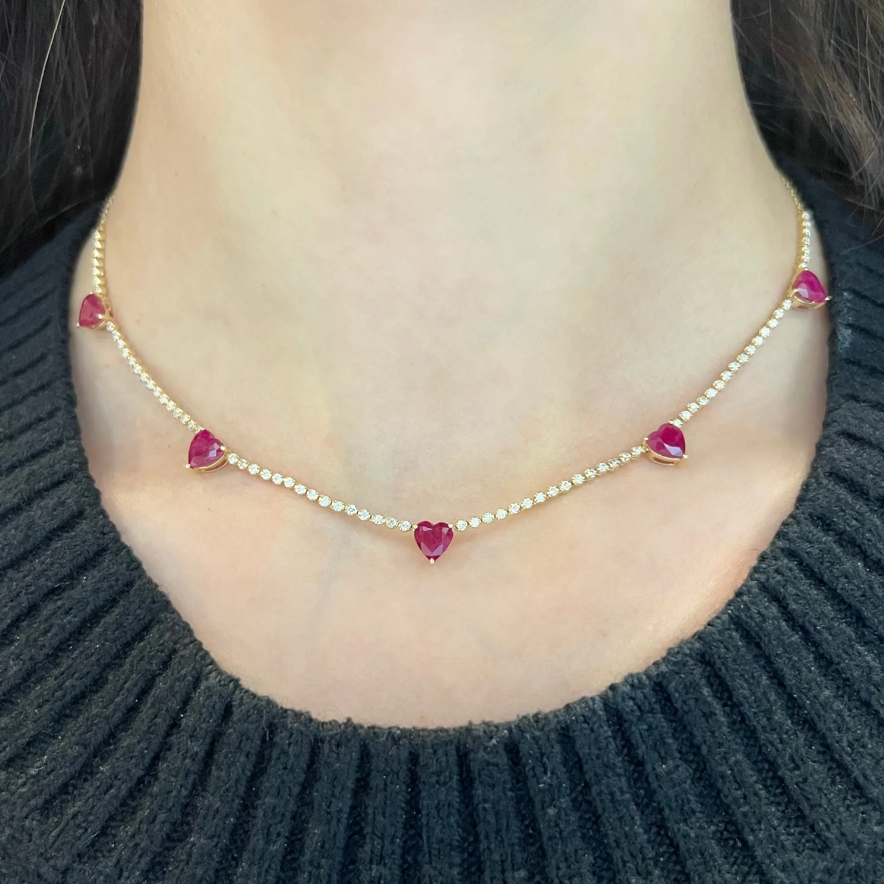 14K GOLD DIAMOND RUBY JULIETTE HEART NECKLACE