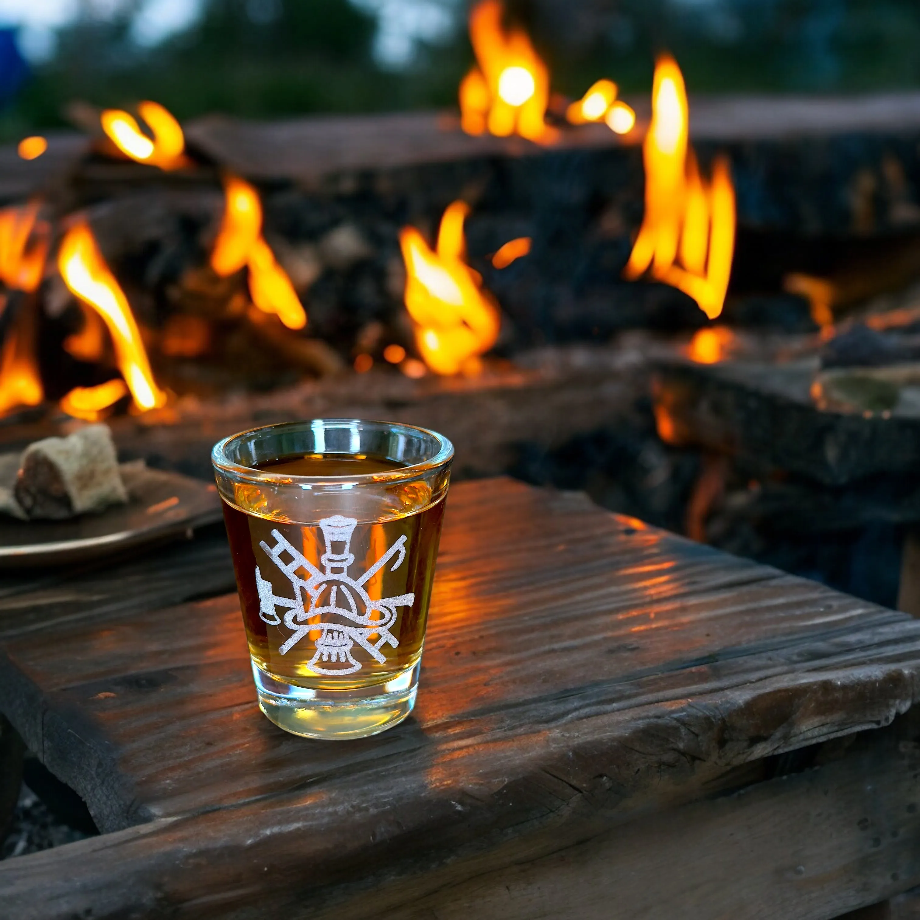 2oz Firefighter Emblem Shot glass