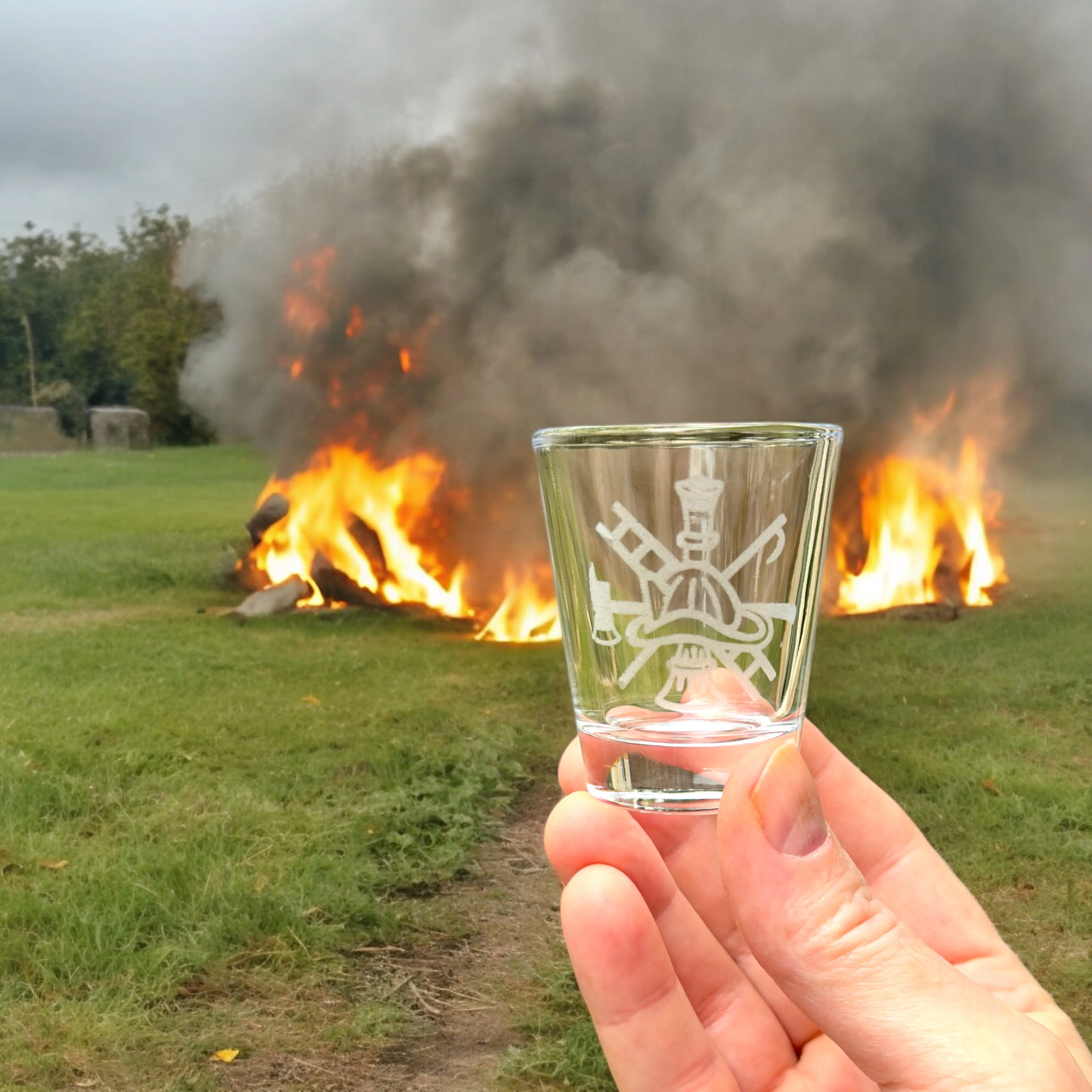 2oz Firefighter Emblem Shot glass