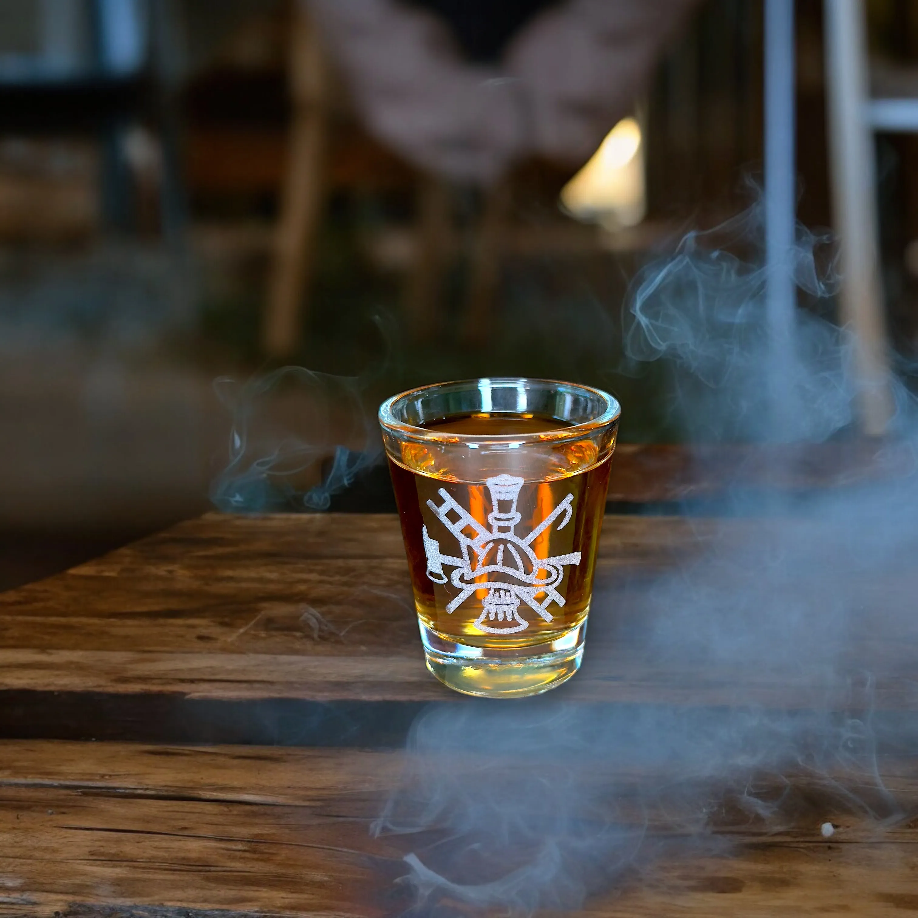 2oz Firefighter Emblem Shot glass
