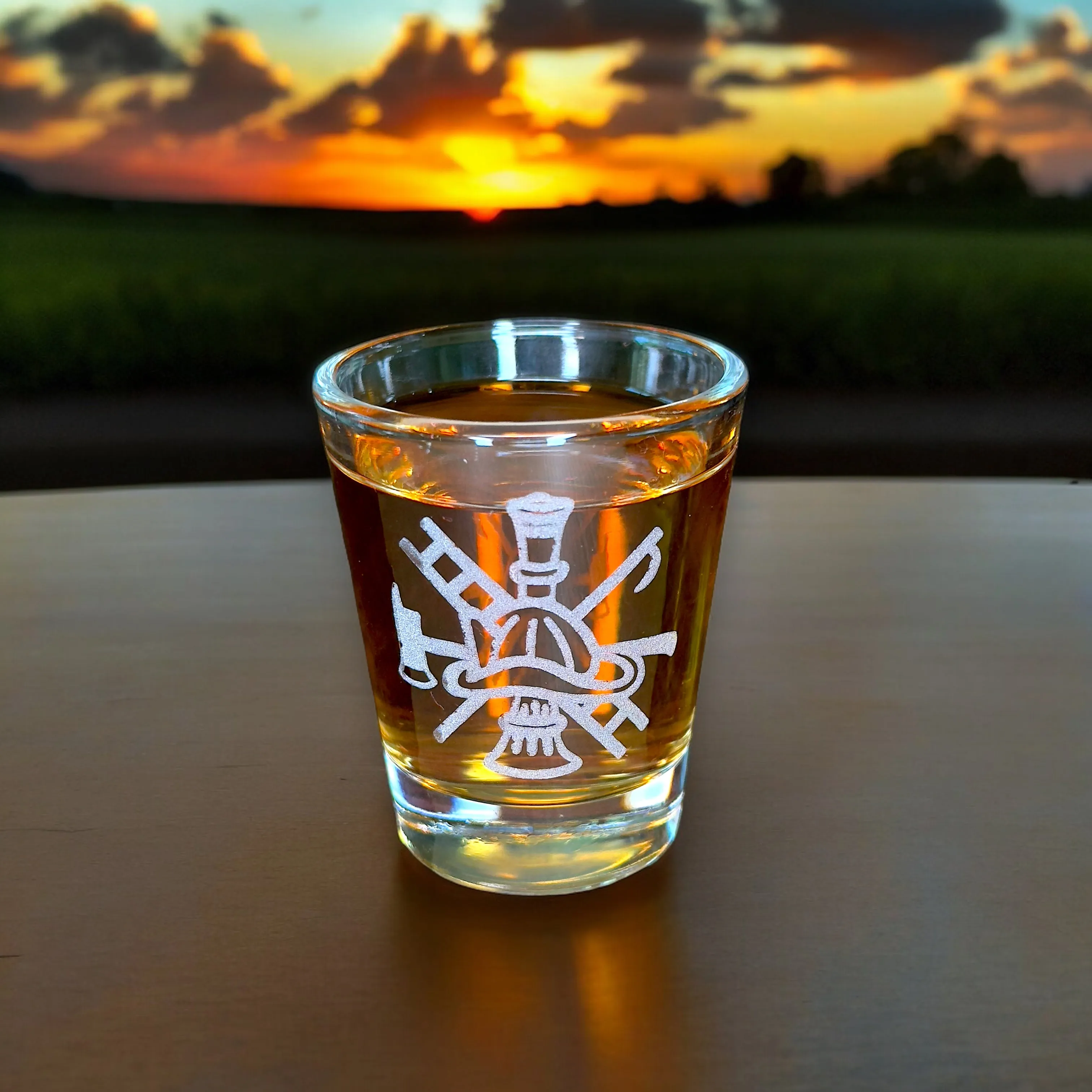 2oz Firefighter Emblem Shot glass