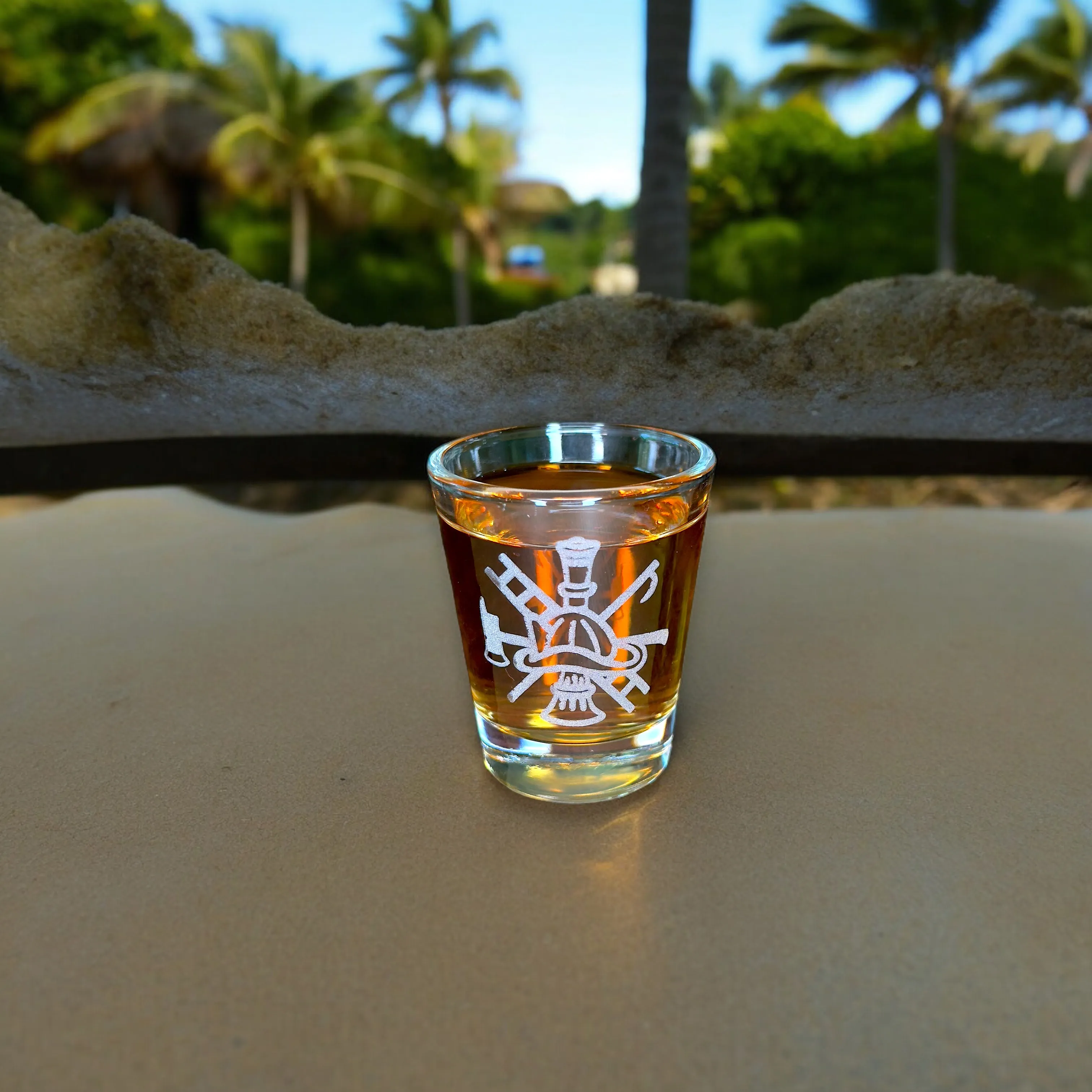 2oz Firefighter Emblem Shot glass