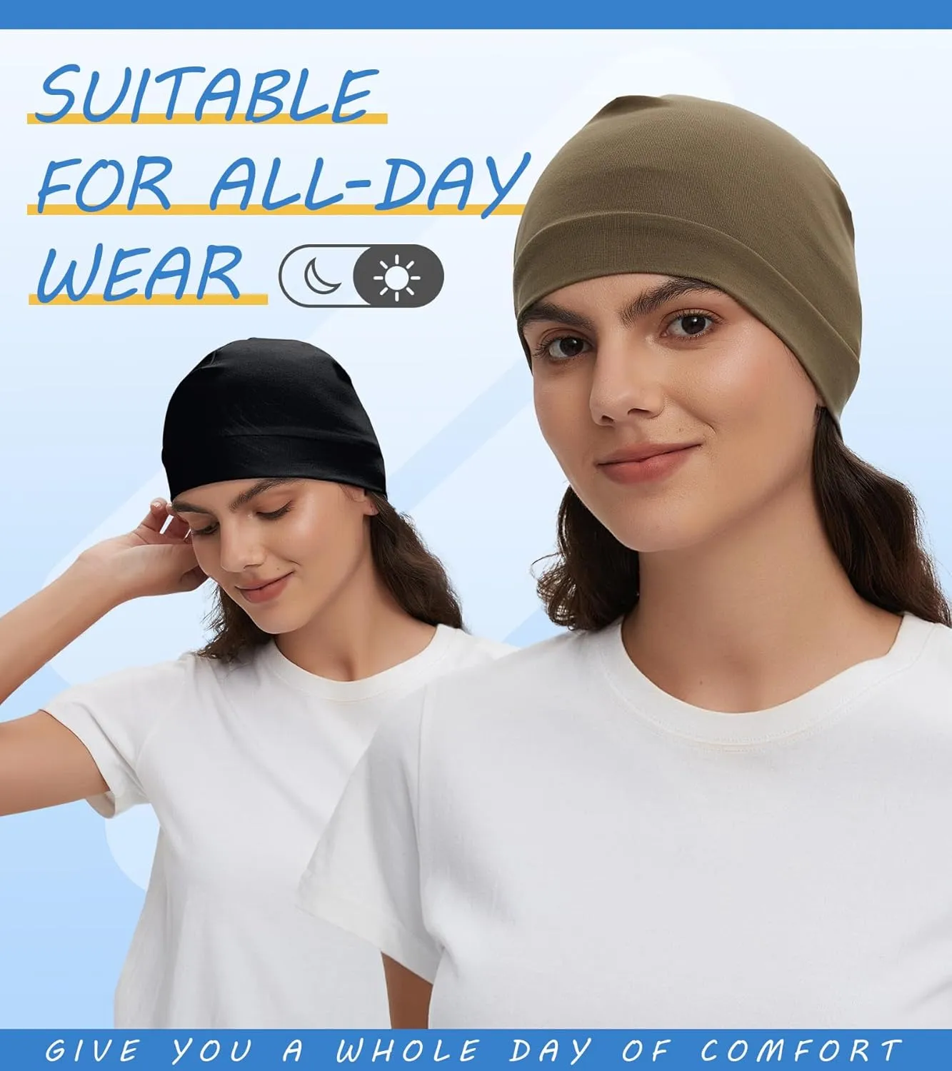 3 Pieces Cotton Skull Caps for Men Women Chemo Headwear Lightweight Beanie Sleeping Cap Helmet Liner