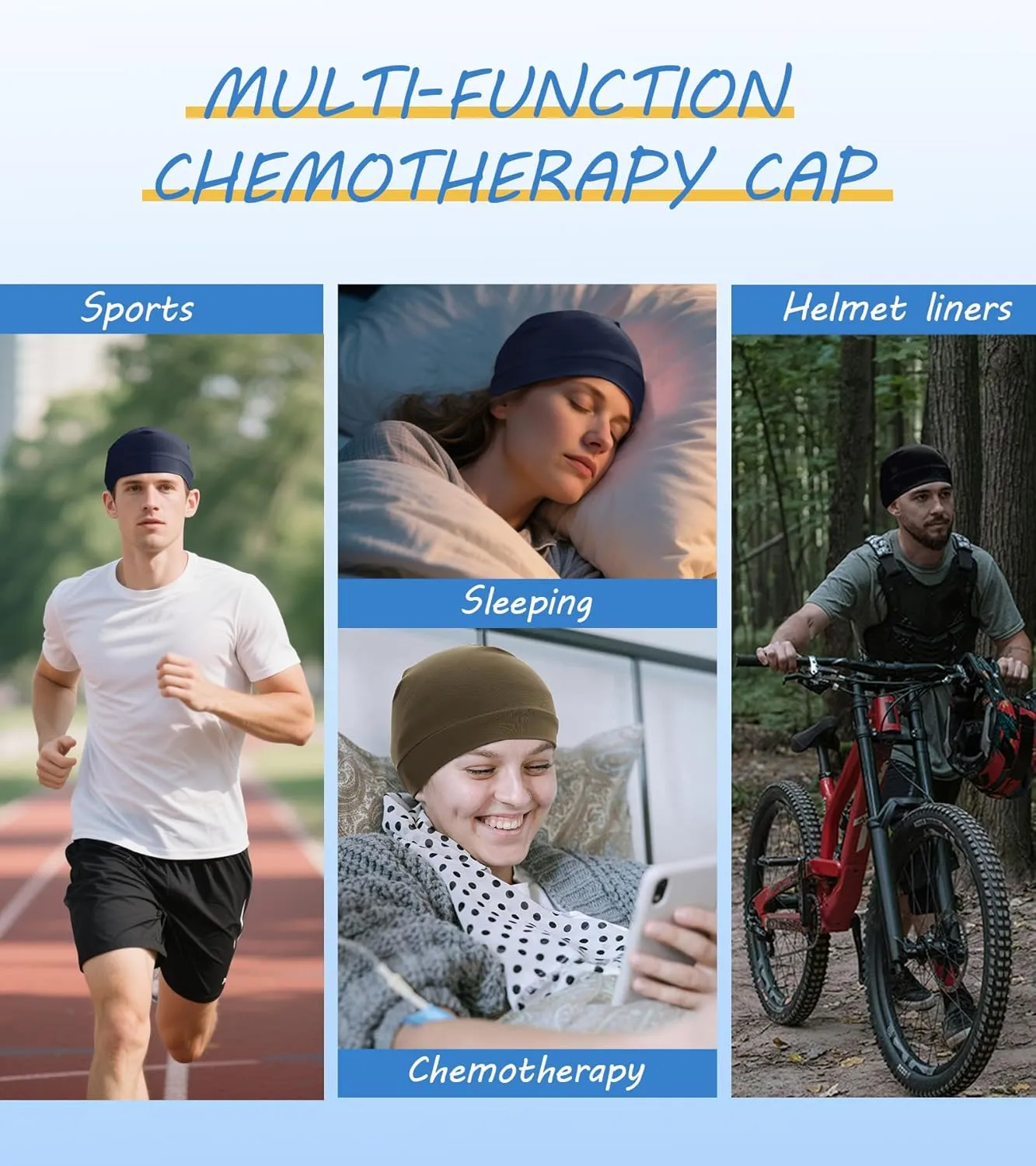 3 Pieces Cotton Skull Caps for Men Women Chemo Headwear Lightweight Beanie Sleeping Cap Helmet Liner