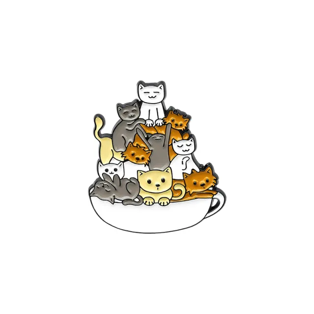 5 Styles Cup Animals Enamel Pins Dog Brooches