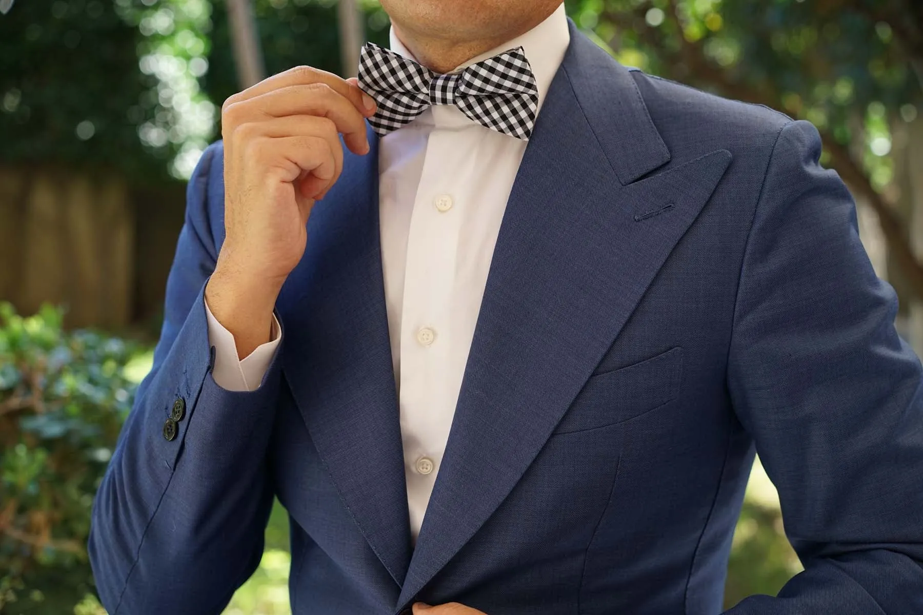 Black and White Gingham Cotton Bow Tie