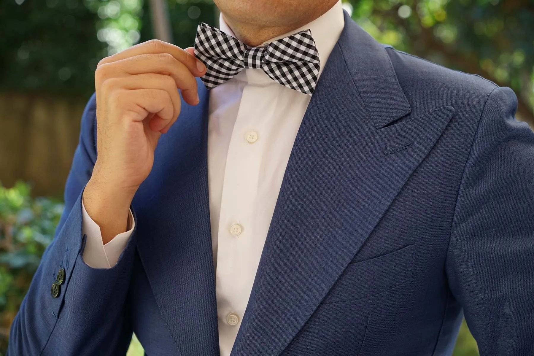 Black and White Gingham Cotton Bow Tie