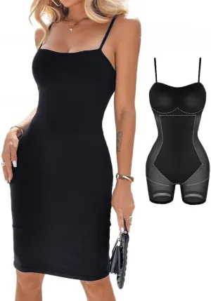 Built-in Removable Shapewear Bra Pad Bodycon Midi Dress Knitted Ribbed Square Neck Short Sleeve Basic Party Dresses