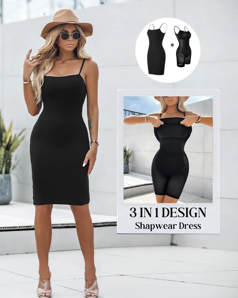 Built-in Removable Shapewear Bra Pad Bodycon Midi Dress Knitted Ribbed Square Neck Short Sleeve Basic Party Dresses