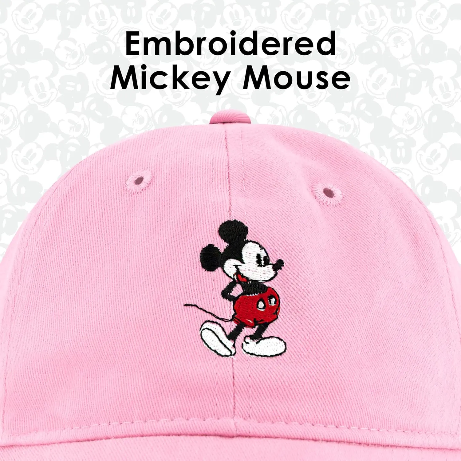 Concept One Disney Mickey Mouse Embroidered Cotton Adjustable Dad Hat with Curved Brim