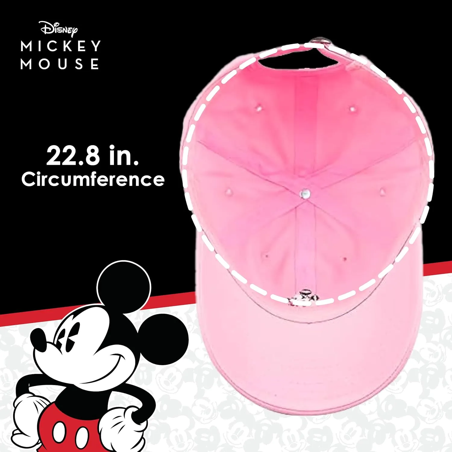 Concept One Disney Mickey Mouse Embroidered Cotton Adjustable Dad Hat with Curved Brim
