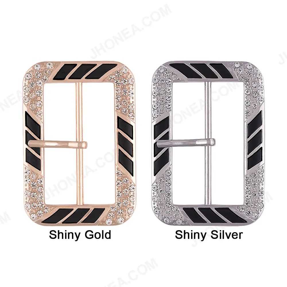 Dual Colour Finish Shiny Diamond Buckle with Prong