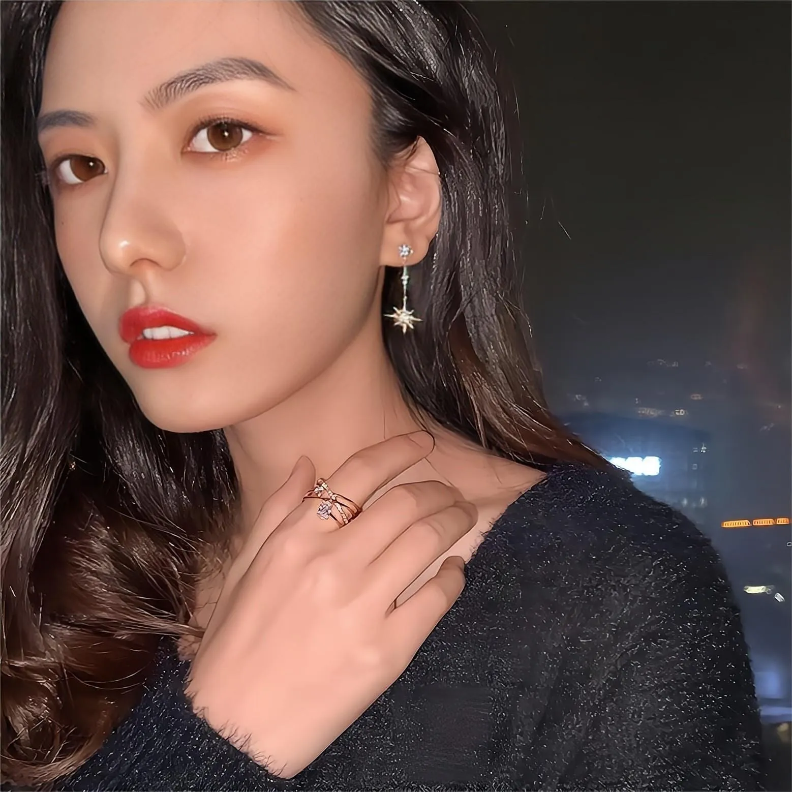 Elegant Polar Star Dangle Earrings