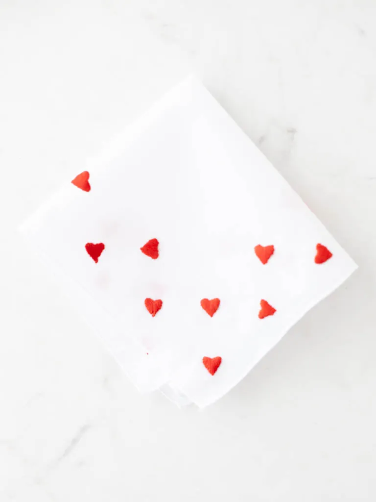 Embroidered Heart Handkerchief