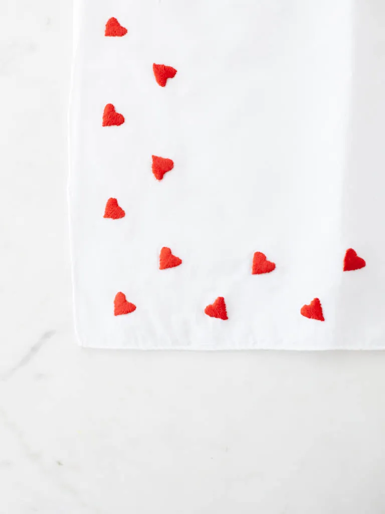 Embroidered Heart Handkerchief