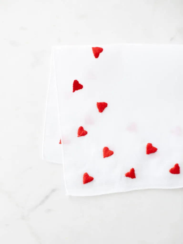 Embroidered Heart Handkerchief