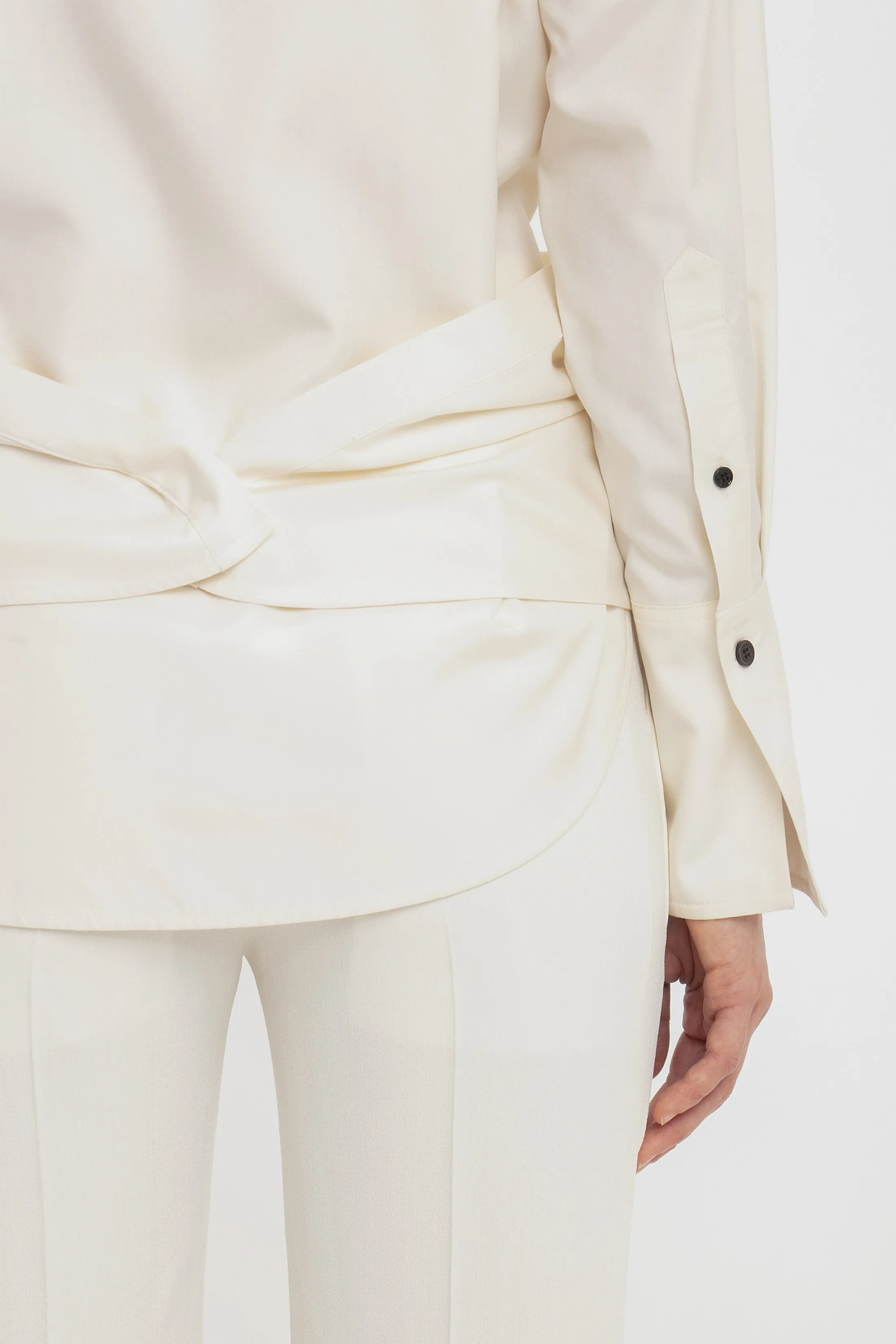 Exclusive Wrap Front Blouse In Off White