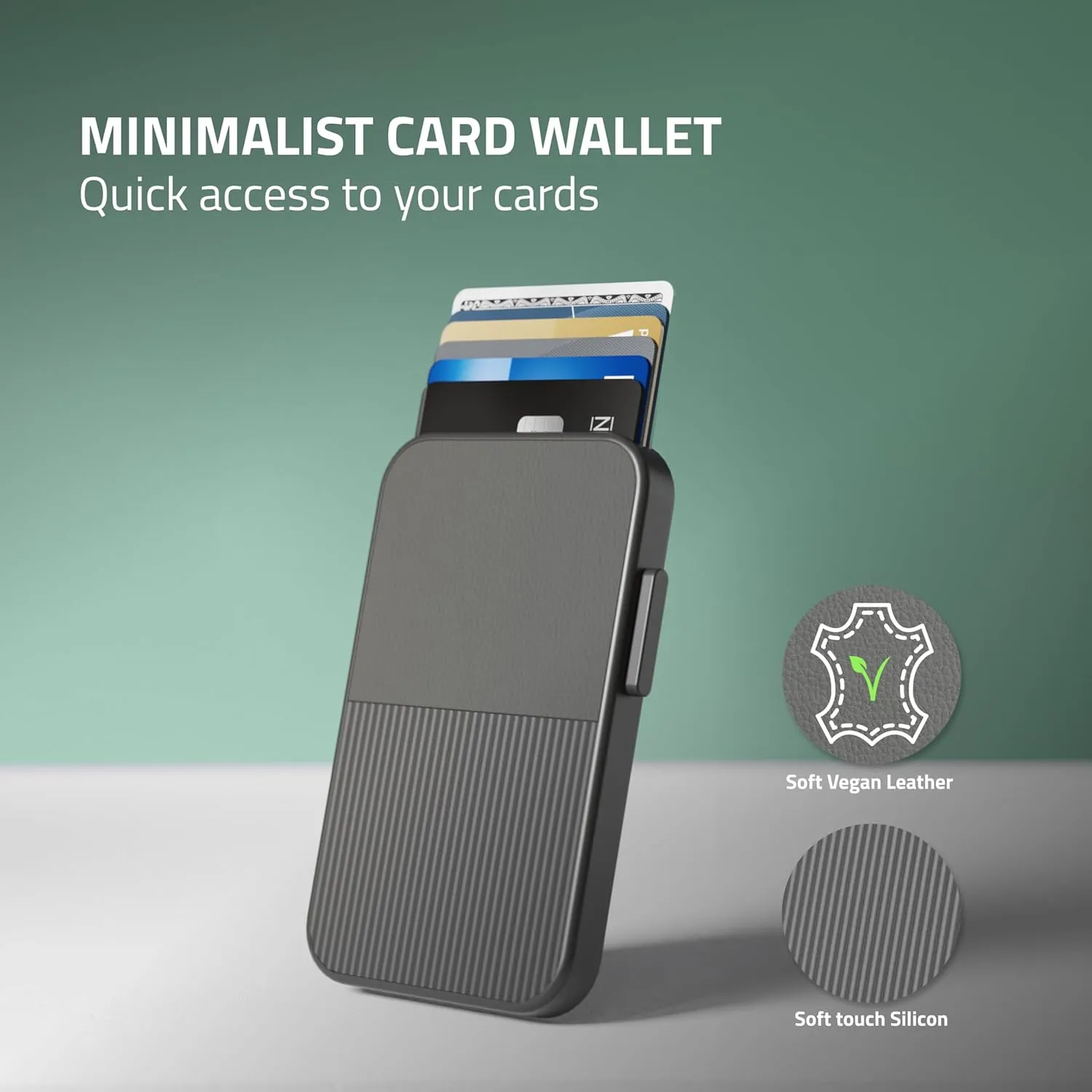 Fidelo Slim Wallet for Men  RFID Blocking Minimalist Credit Card Holder with Sliding Pop-Up Design, Front Pocket Wallet