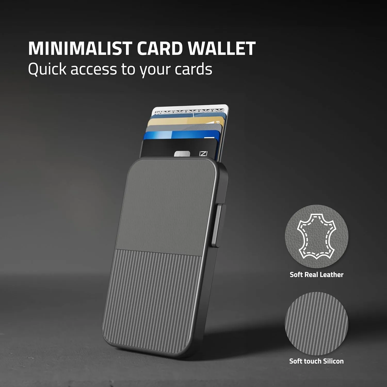 Fidelo Slim Wallet for Men  RFID Blocking Minimalist Credit Card Holder with Sliding Pop-Up Design, Front Pocket Wallet