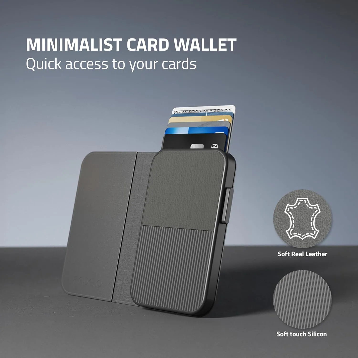 Fidelo Slim Wallet for Men  RFID Blocking Minimalist Credit Card Holder with Sliding Pop-Up Design, Front Pocket Wallet