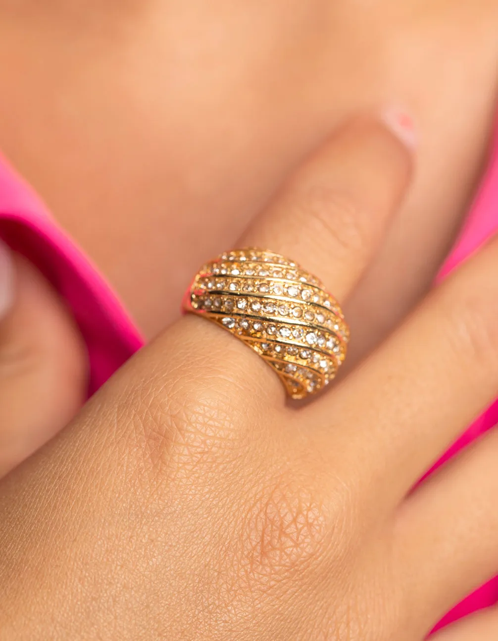 Gold Statement Diamante Ring