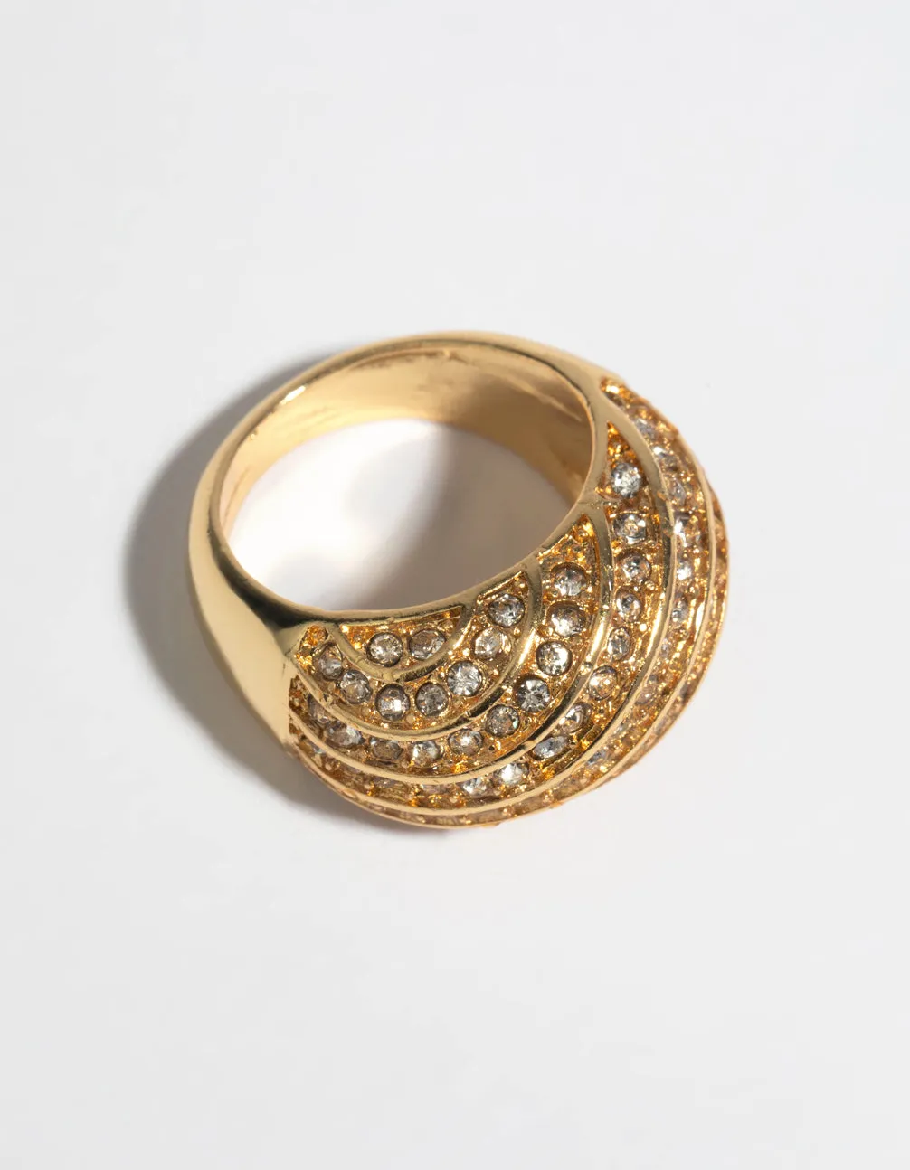 Gold Statement Diamante Ring
