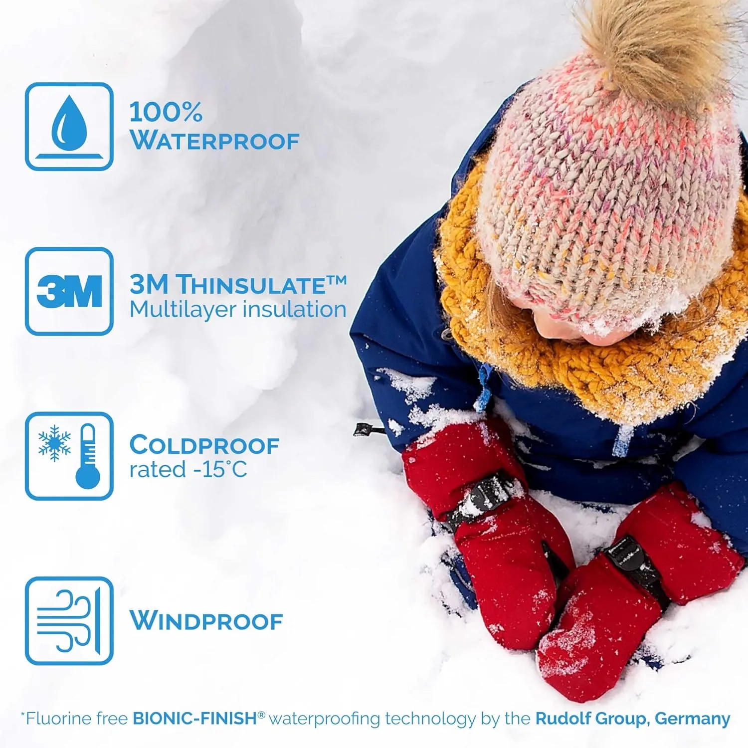 JAN & JUL Girls Insulated Waterproof Snow Mittens for Toddler and Kids