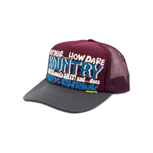 Kapital Kountry Dirty Shrink Trucker Cap, Burgundy/Charcoal