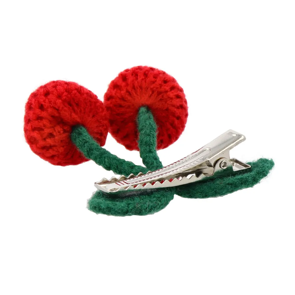 Knitted Cherry Pinch Clip