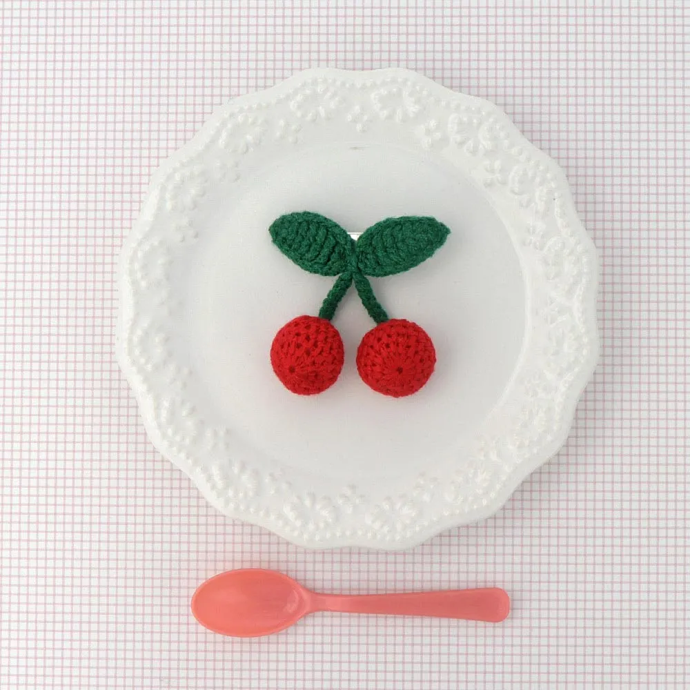 Knitted Cherry Pinch Clip