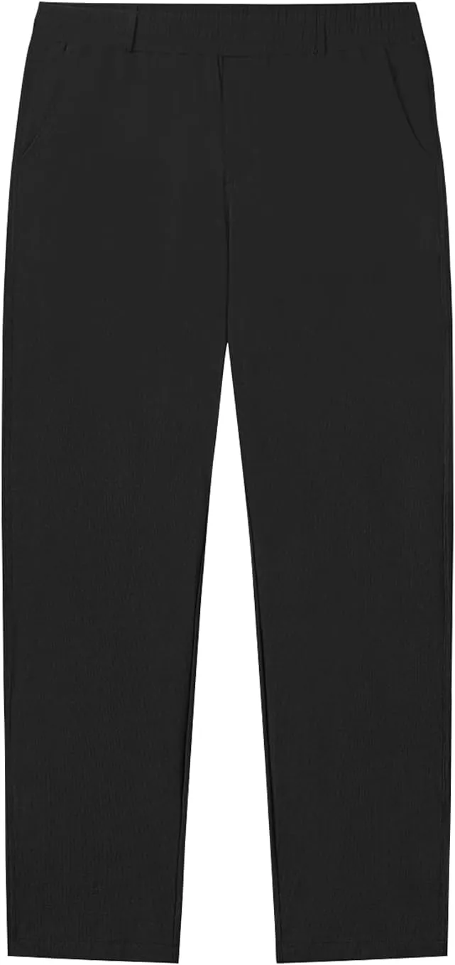 LETAOTAO Mens Big and Tall Full Elastic Waist Pants Stretch Slacks with Zipper Fly and Pockets