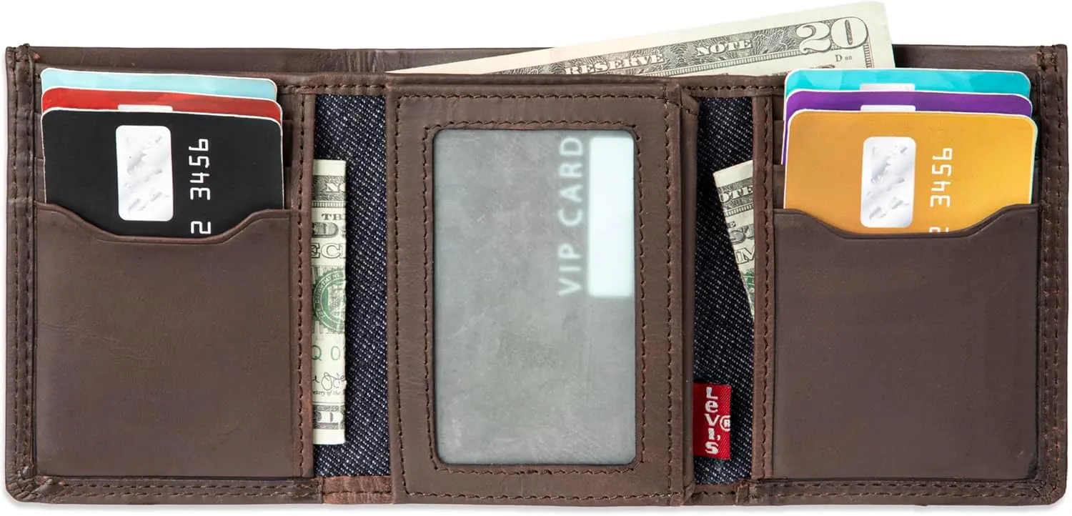 Levi's Men's Trifold Wallet-Sleek and Slim Includes Id Window and Credit Card Holder