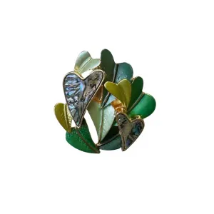 Magnetic Brooch - Green Heart Cluster