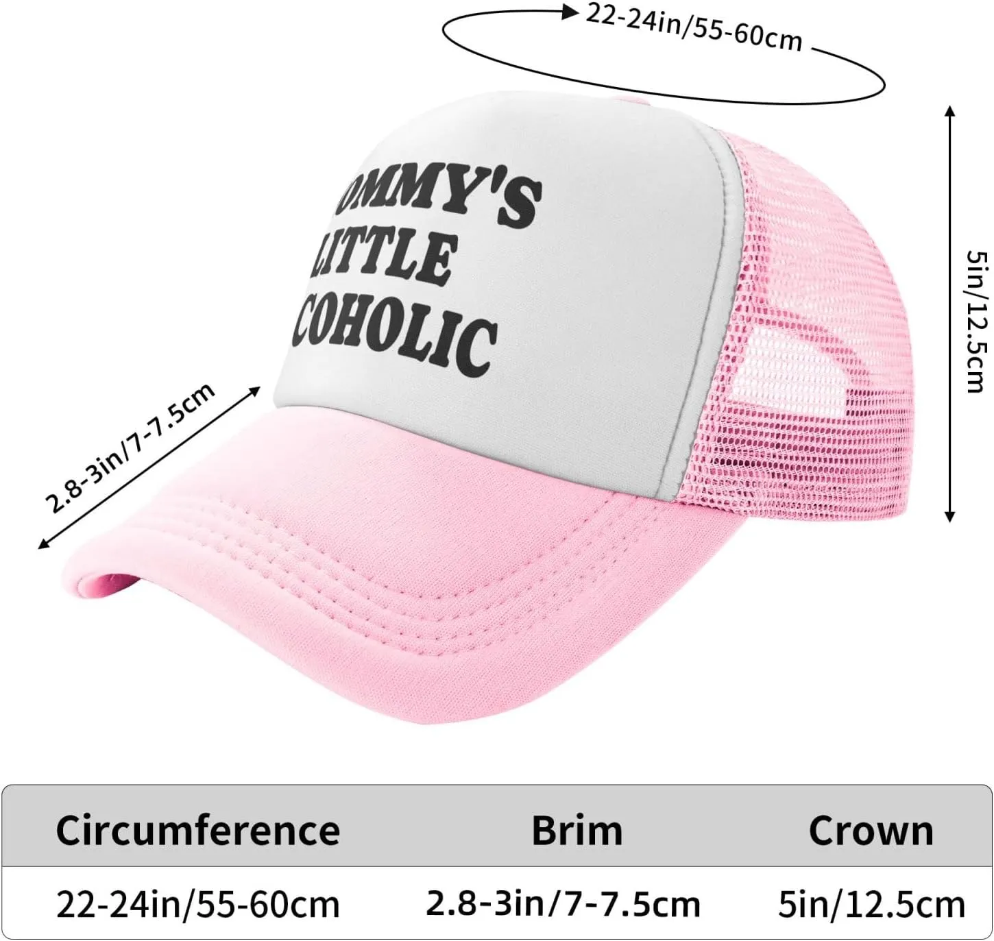 Mommy's Little Alcoholic Hat Funny Trucker Hats Mesh Baseball Cap, Adjustable Fishing Caps Hat for Men Women