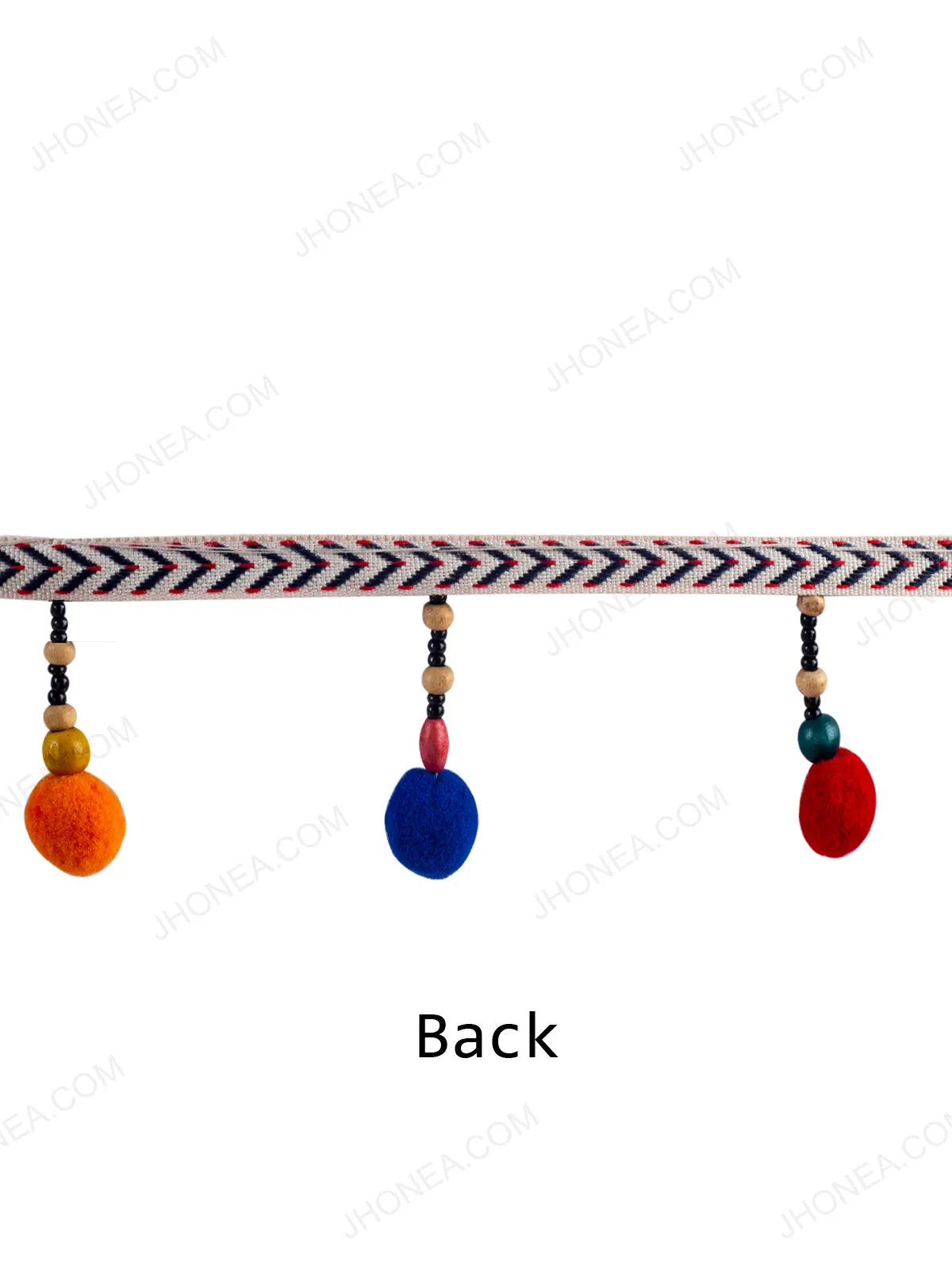 Multicolor Pom Pom Beaded Tassel Lace