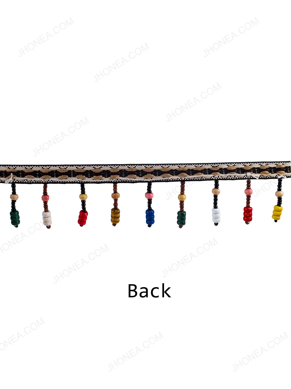 Multicolor Wooden Beaded Tassel Lace