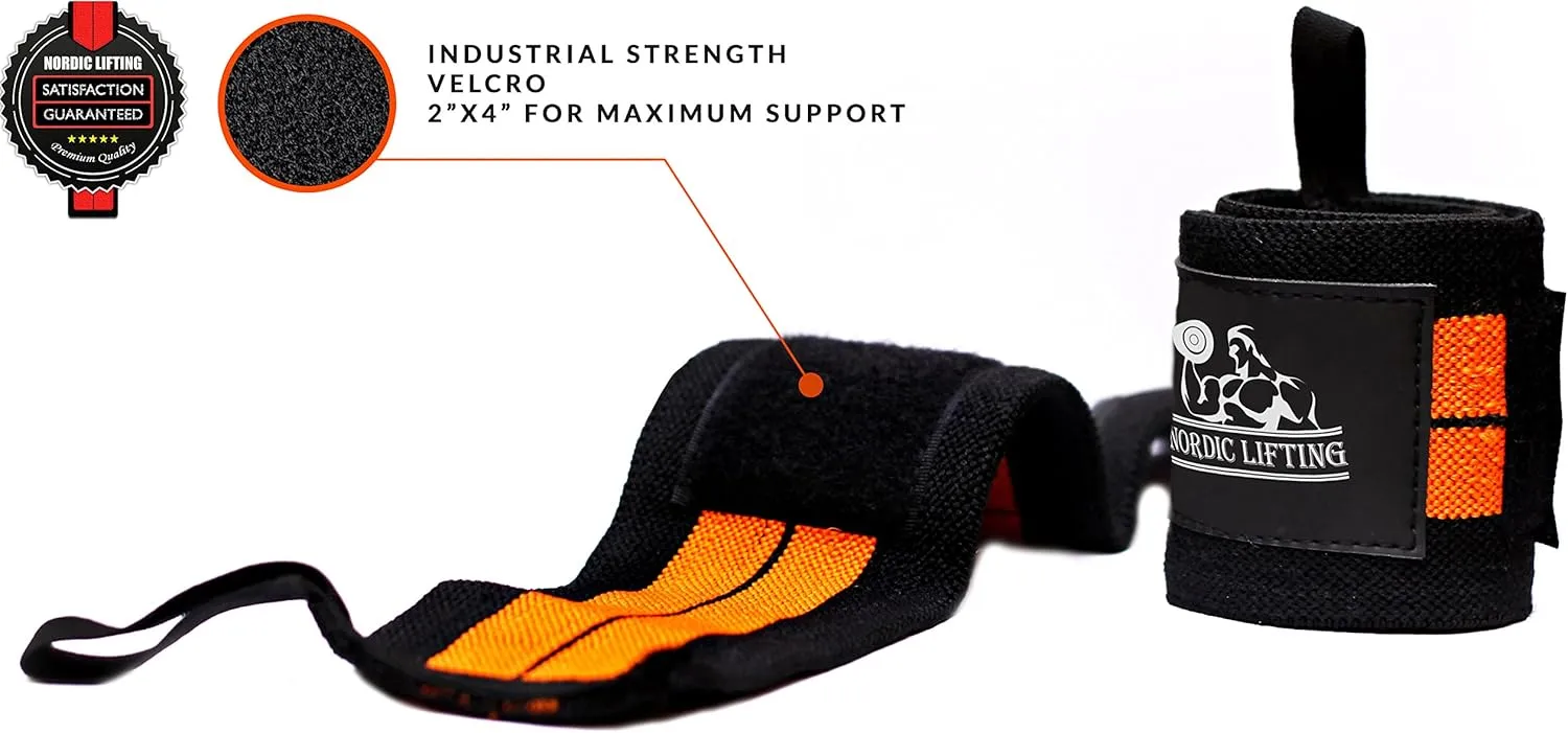 Nordic Lifting Wrist Wraps (2 Pairs/4 Wraps) 14" for Weightlifting | Cross Training | Powerlifting - for Women & Men - Improve Hand Strength & Support During Weight Lifting 1 Year Warranty