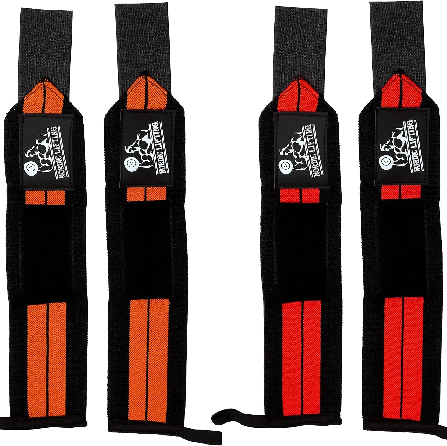 Nordic Lifting Wrist Wraps (2 Pairs/4 Wraps) 14" for Weightlifting | Cross Training | Powerlifting - for Women & Men - Improve Hand Strength & Support During Weight Lifting 1 Year Warranty