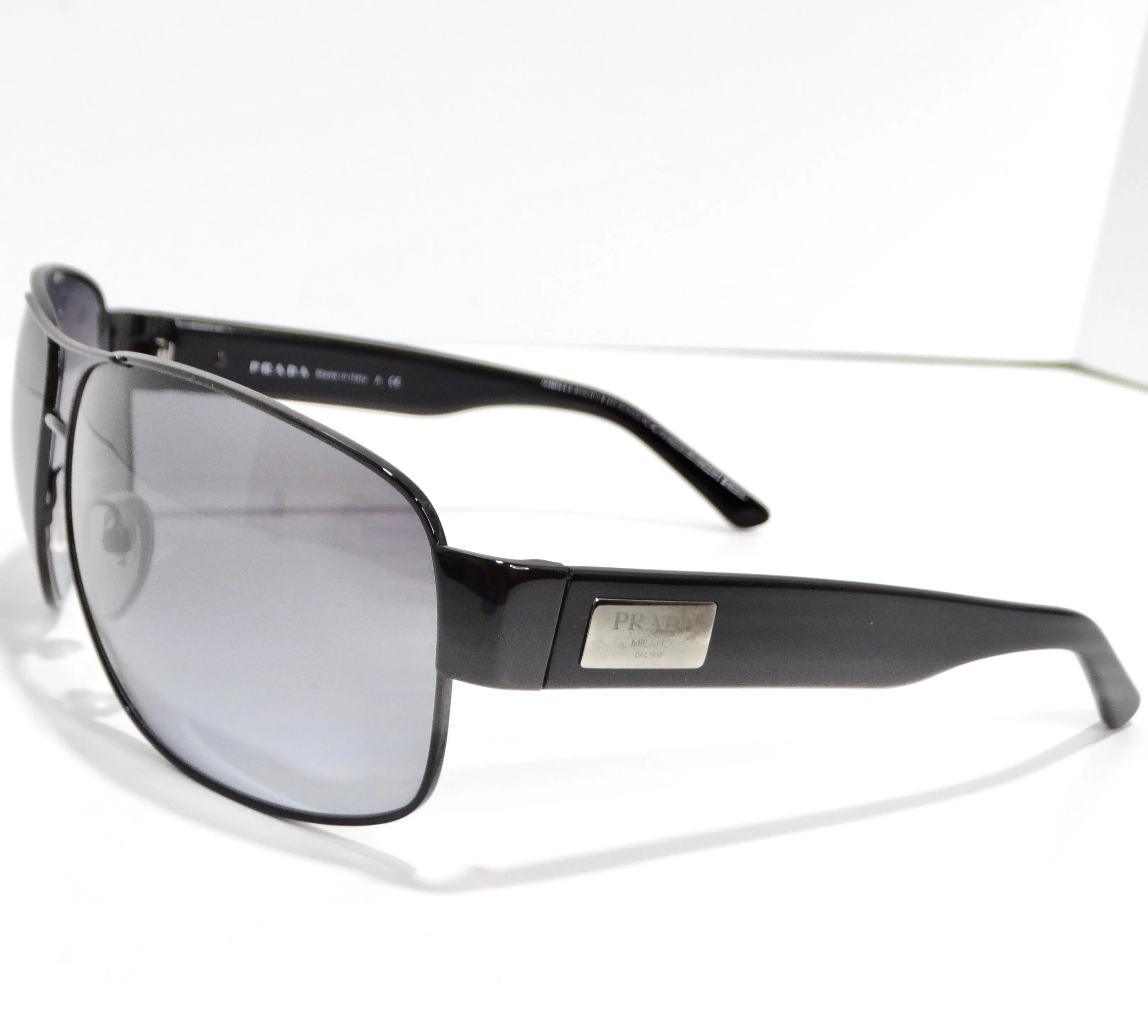 Prada 1990s Black Linea Rossa Sunglasses