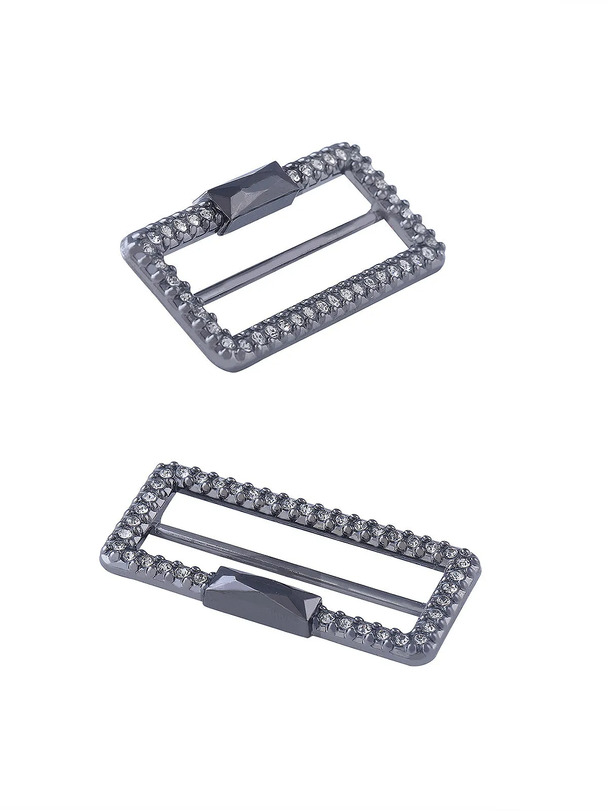 Rectangle Diamond Frame Sliding Belt Buckle