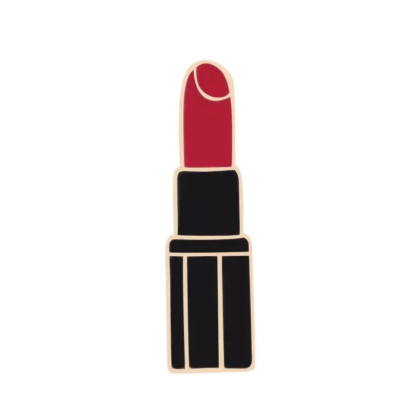 Red Lipstick Shaped Enamel Brooch Pin