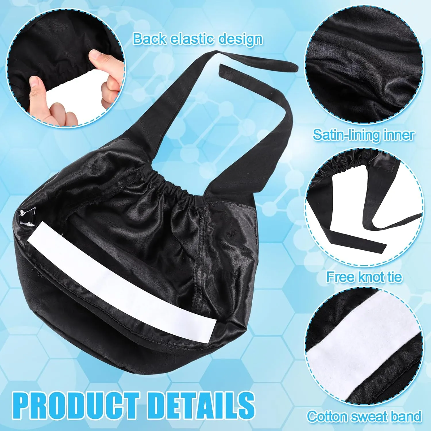 Satin Lined Scrub Caps Women Dental Nursing Hats Working Cap with Button and Sweatband Tie Back Hats