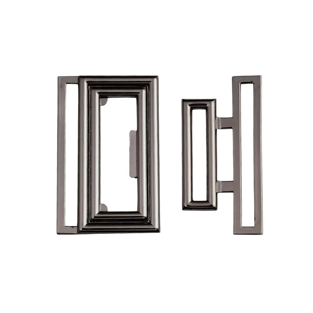Shiny Geometric Rectangle Frame Clasp 2 Part Designer Belt Buckle