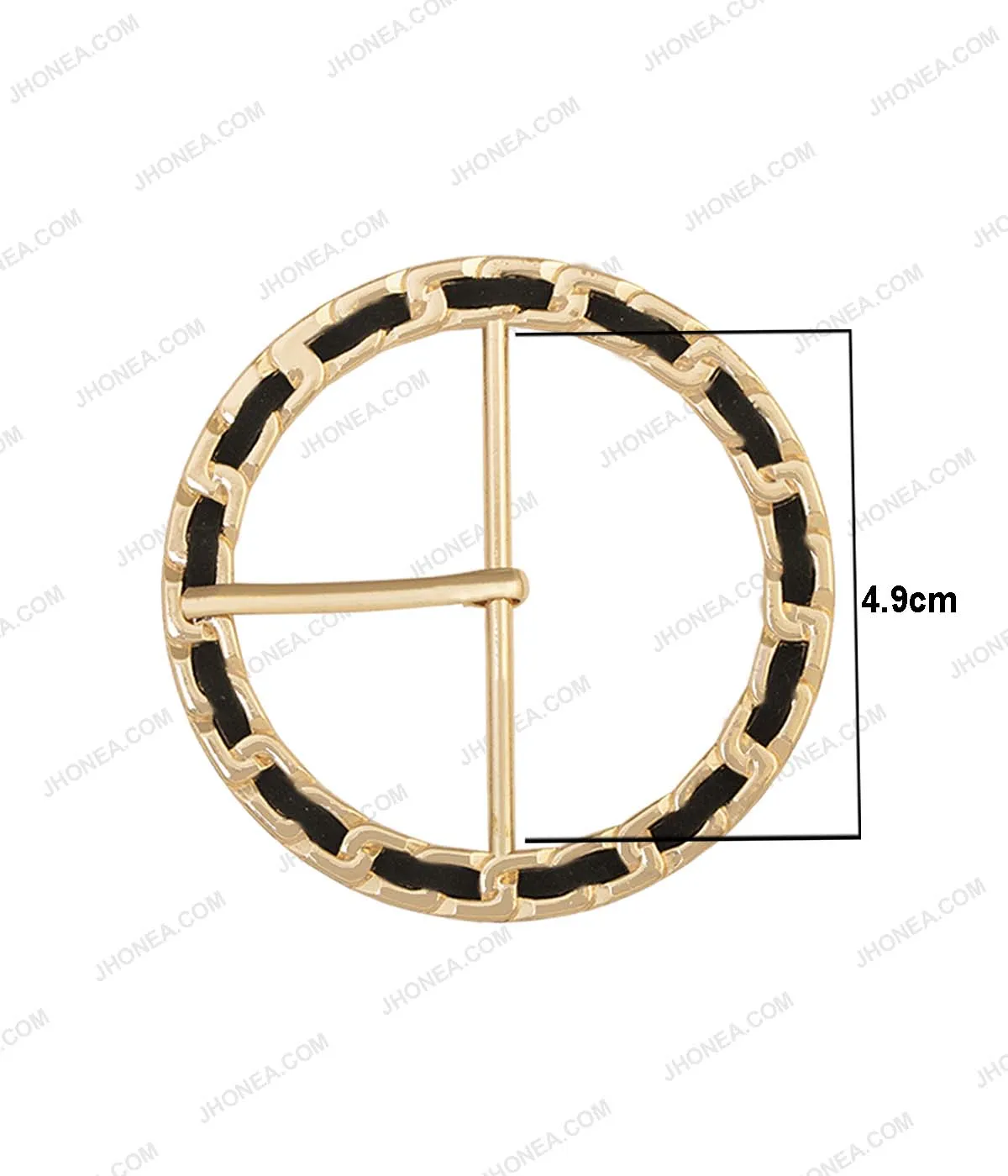 Shiny Gold with Black Velvet Lace Covered Belt Buckle