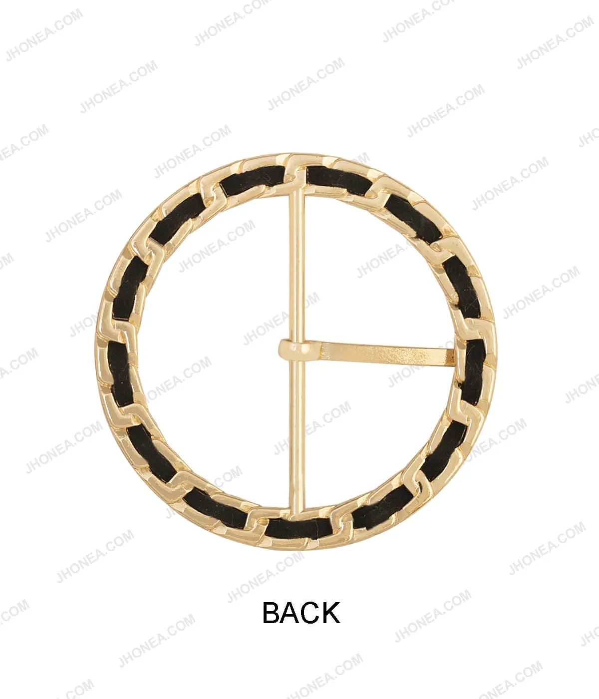 Shiny Gold with Black Velvet Lace Covered Belt Buckle