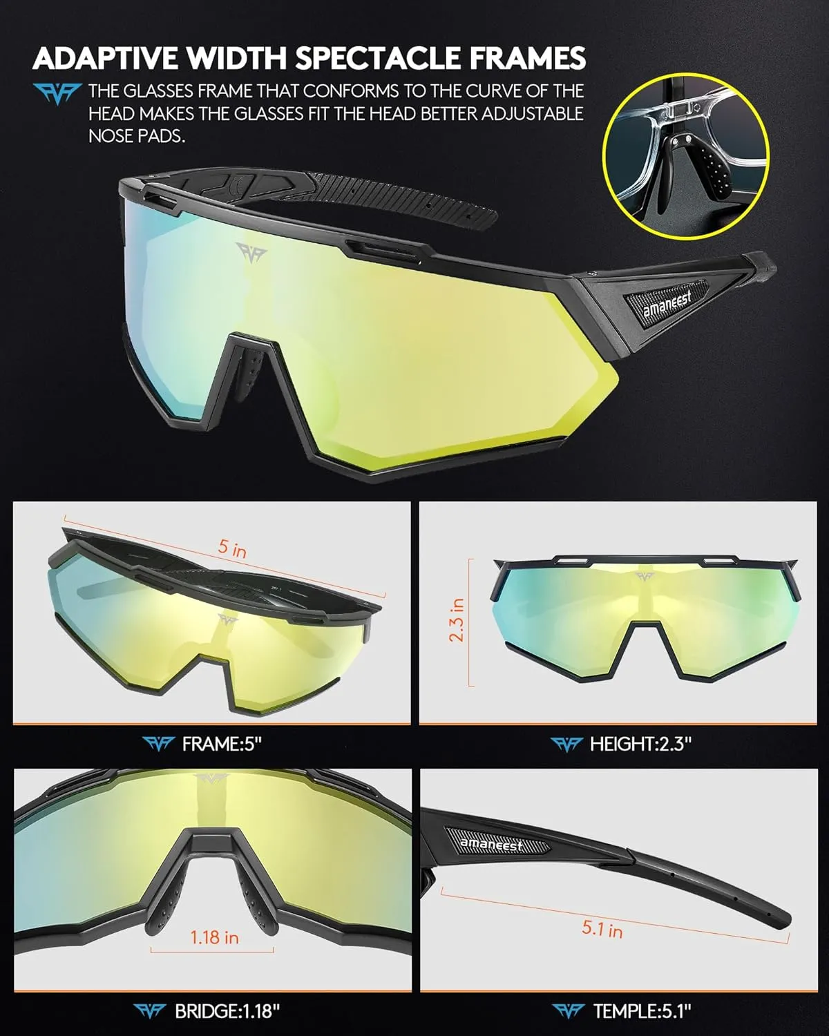 Sunglasses UV Protection Cycling Sunglasses for Men and Women,Impact Resistance Z87.1 for Construction