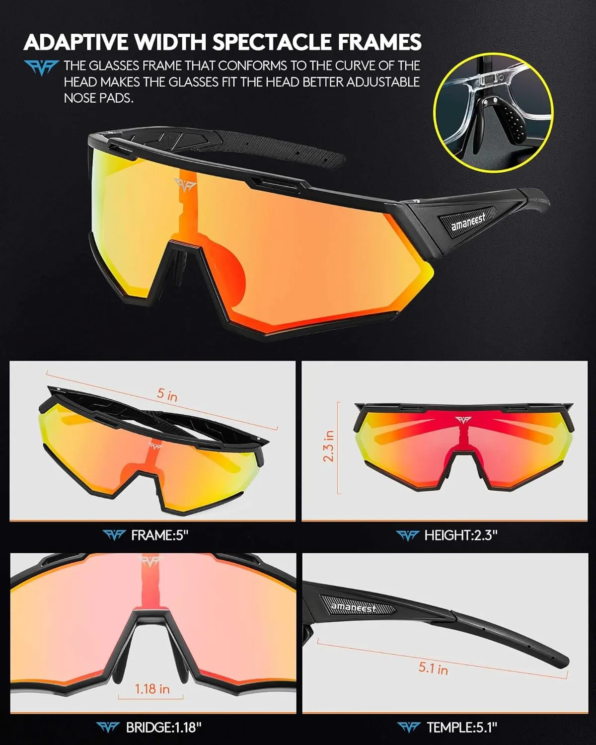 Sunglasses UV Protection Cycling Sunglasses for Men and Women,Impact Resistance Z87.1 for Construction